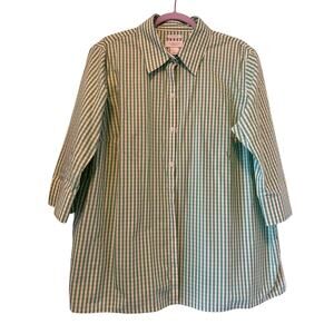 Liz Claiborne Woman Striped No-Iron Cotton Button Up Shirt, Size 3x